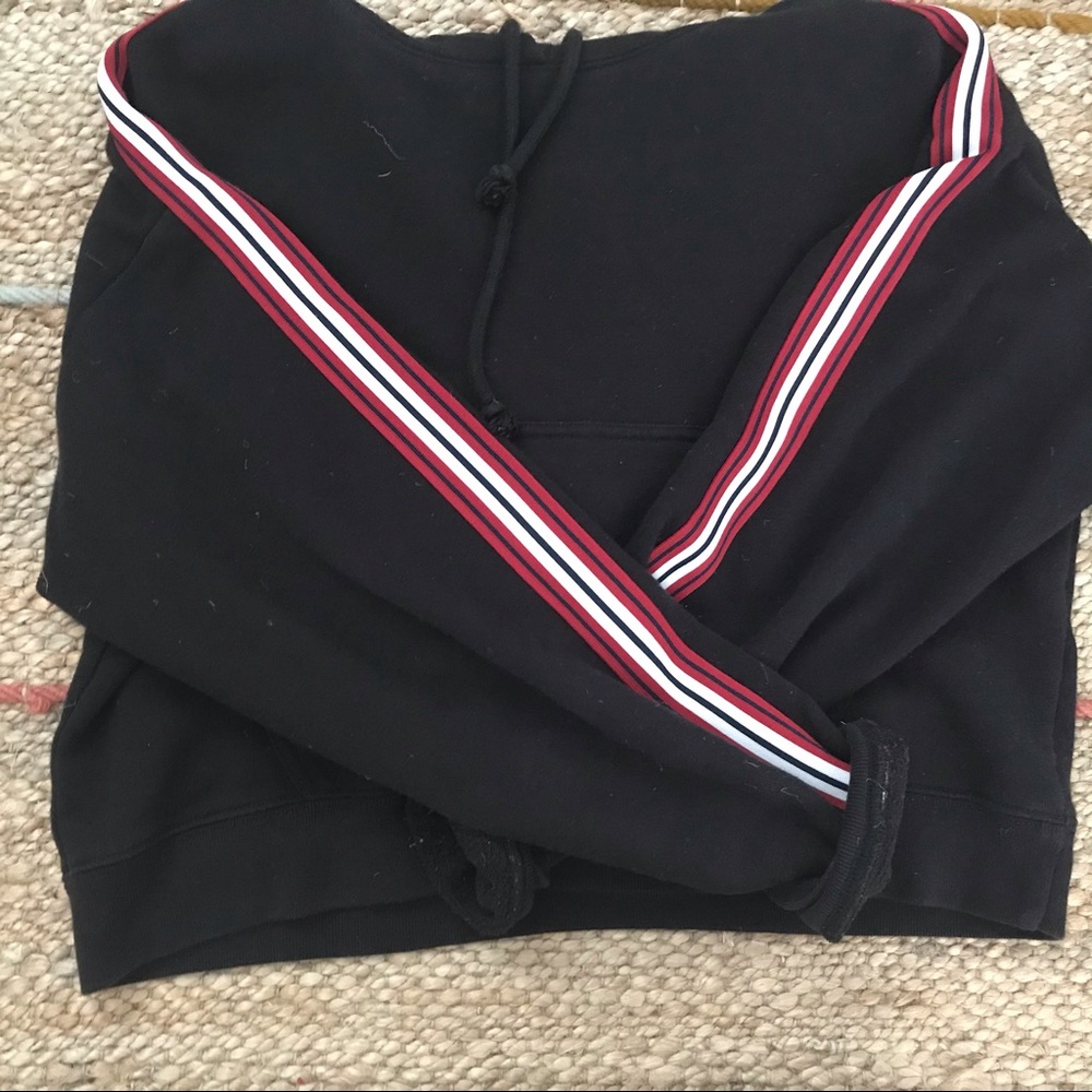 Tna cropped red and white stripped hoodie